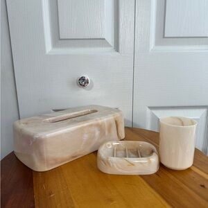 MCM vintage beige marble 3 piece bathroom set